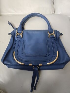 Chloe Marcie Medium Leather Satchel — Blue